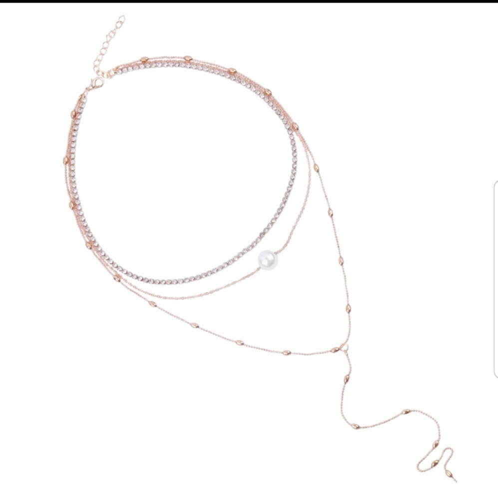 *Carly* Layered Coker and Pearl Necklace - Picture 4 of 6